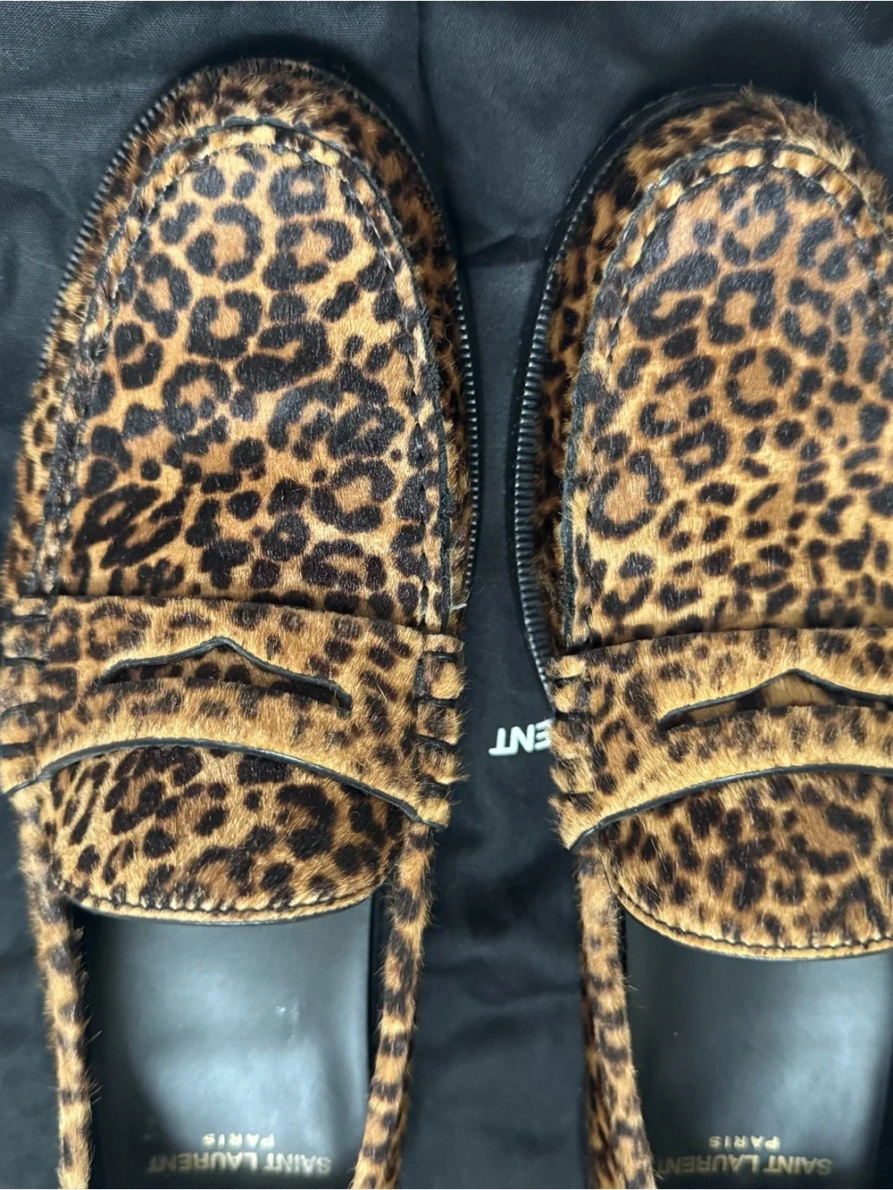 Saint Laurent Leopard Print pony -Hair Penny Loafers - Brown/Black